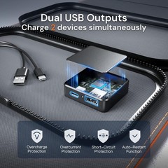 30W Solar Panel Charger, USB & Type-C Outputs, Fast Charge 2 Devices, Waterproof