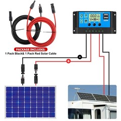 Vansdon Solar Panel Extension Cable, 30 Feet 10AWG Solar Extension Cable Kit …