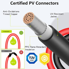 Solar Y Branch Adapter 2 to 4 PV Cable Tool-Free IP68 Waterproof Solar