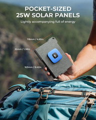 [Upgraded] Ultra-Light Portable 25W Solar Panel Charger with USB-A and USB-C Po