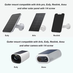 Stainless Steel Universal Solar Panel Gutter Mount for Eufy, Arlo, Wyze, Reol…