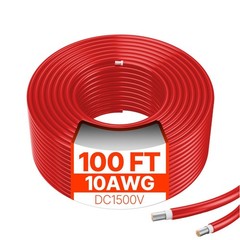 100FT 10AWG 6mm² Red PV Cable Extension Weatherproof for Solar