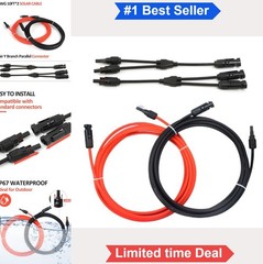 10FT 10AWG Solar Extension Cable Female Male Connector Y Branch Adaptor Kit