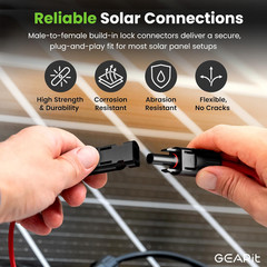 Gearit 10AWG Solar Extension Cable (100FT Black – 100Ft Red) Male to Female Sola