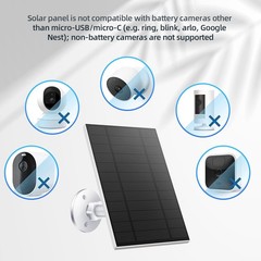 5W Solar Panel for Security Camera, Solar Panel with Micro USB & USB-C Port f…