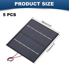 5 Mini 6V 1.68W 280mA Solar Panels with Cable for 110x92mm