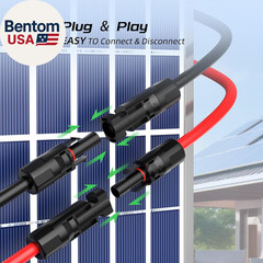 30FT 10AWG Solar Panel Extension Cable, 6Mm² Solar Extension Cable Wire with Fe