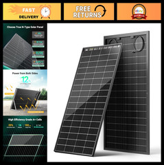 200W Bifacial Solar Panel, 25% Efficiency, Grade A+ Cells, IP65 Waterproof, RV/M