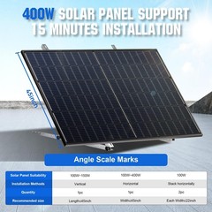 Adjustable Solar Panel Mount Brackets – 4 Sets, 45″ with Foldable Tilt Legs for
