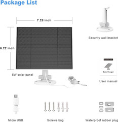 Solar Panel for Eufy Outdoor Camera, 5W Solar Panel Charger Compatible with Eufy