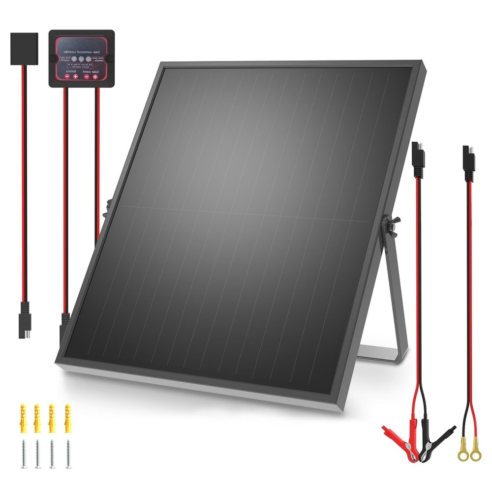 25W 12V Solar Battery Charger, Rugged Solar Panel Kit for RV, Trailer, Boat |…