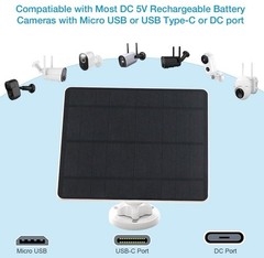 Solar Panel for Security Camera,5W USB Solar Panel for Cameras DC 5V,