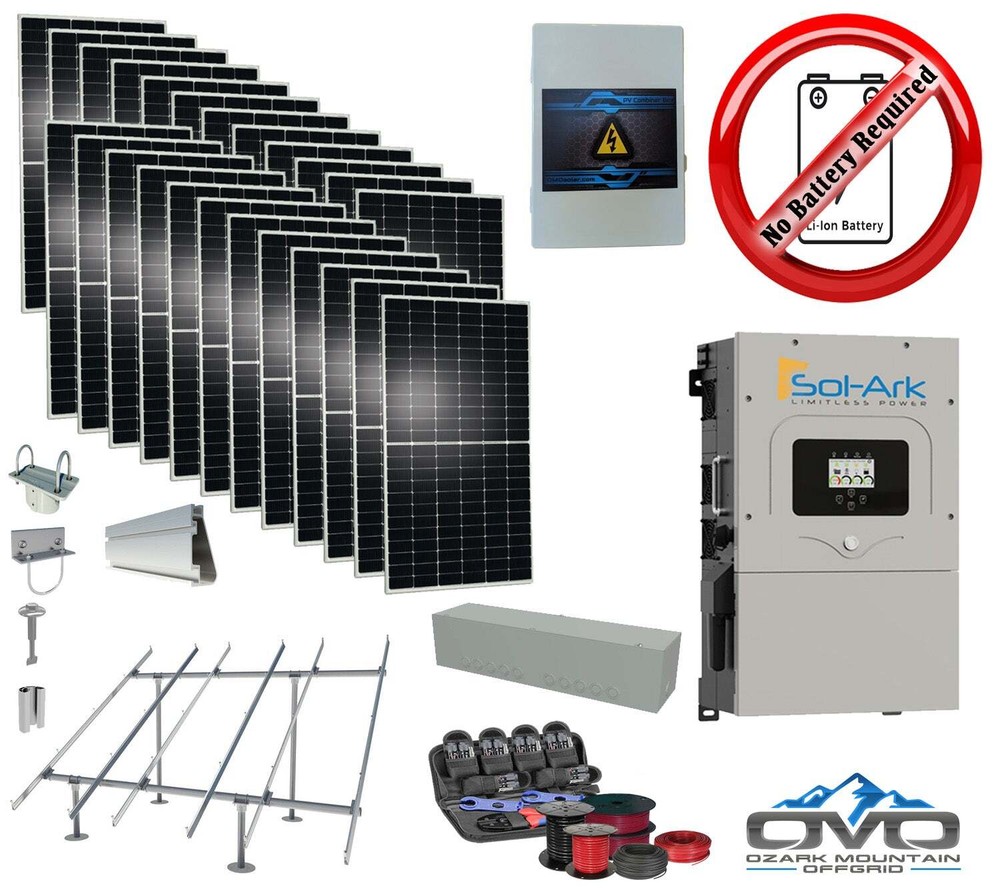 12KW Complete Offgrid Solar Kit + 15K Sol-Ark Inverter +13.2KW Solar with Ground