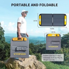 VTOMAN VS110 Portable Solar Panel, 110W 19V 23% Efficiency Foldable Solar Panel