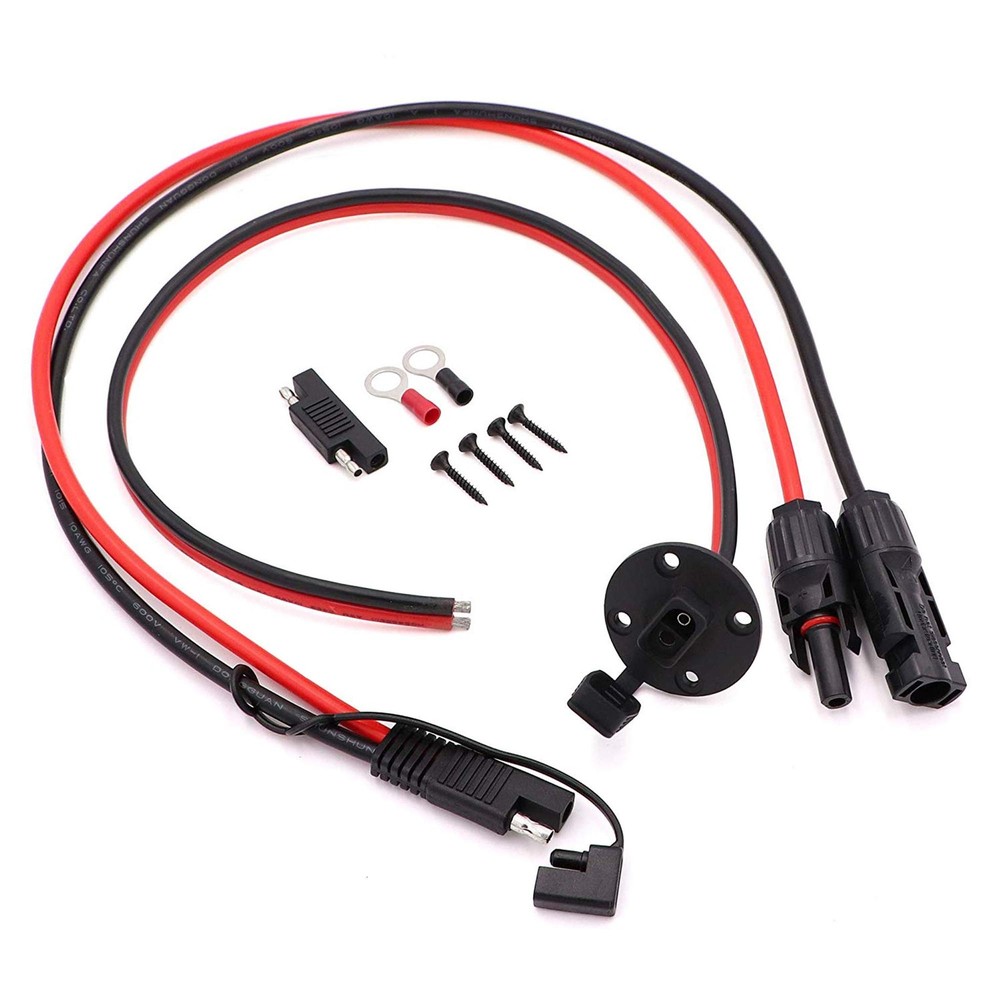 2ft/60cm Solar Conector to SAE Adapter 10AWG Cable + 2ft/60cm 10 AWG Solar We…