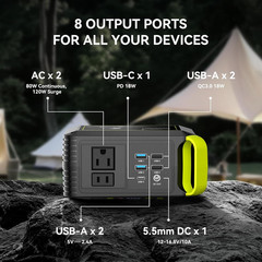 88.8Wh Solar Generator with 21W Solar Panel Included Portable Power Station 80W