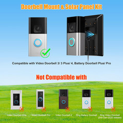 Solar Charger for Ring Video Doorbell 3/4 with Adjustable Mount and 10Ft Cable