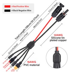 Solar Panel Extension Cable XT60 Female Connector Wire 12AWG Adapter Extension