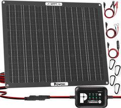50W Solar Battery Charger: 12V Solar Car Battery Trickle Maintainer – with MPPT
