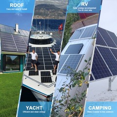 200W Solar Panel PV Watt 12V Monocrystalline Battery Charger For Home RV Boat US