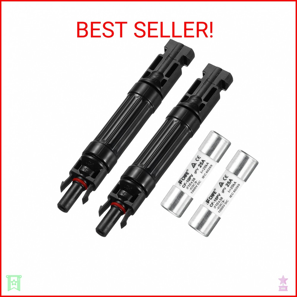 MECCANIXITY 2 Pcs Solar Fuse Holder 25A 1000V Waterproof PV in-Line Fuse Holders
