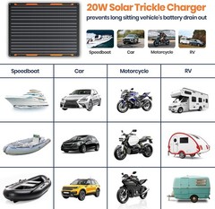 Lightweight 20W Solar Battery Maintainer with Smart Charging Control Technology