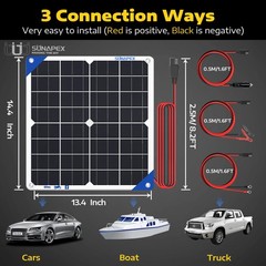 20W Solar Battery Charger Maintainer 12V Waterproof Solar Panel Trickle Charger