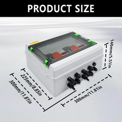 32A Solar Combiner Box 2 Strings 2-In-2-Out | Circuit Breaker, Surge Protector,