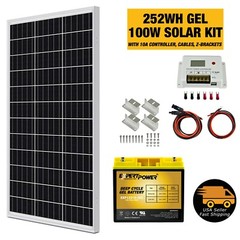 252WH 100W 12V Monocrystalline Solar Panel Kit with Mounting Kit, Off Grid DIY