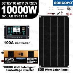 10000W Inverter 800WSolar Panel Solar Power Generator 100A Home 110V Grid SystM5