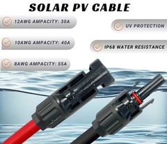 WindyNation 10 Gauge 10 AWG Pair 100 Feet Black +100 Feet Red PV Photovoltaic…