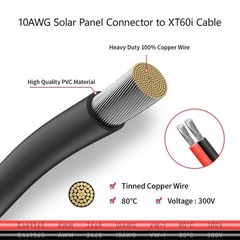 10AWG 2FT Solar to XT60i Cable 2 10 25 35 50 75 100FT Solar Connector to XT60