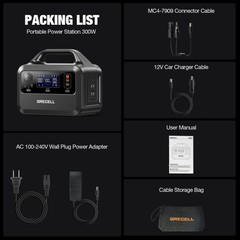 GRECELL Portable Power Station 300W, 230Wh LiFePO4 (LFP) Battery, 1.5hrs Fast