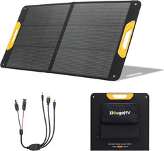 BougeRV 100W Portable Solar Panel, Fiberglass Solar Charger, Up to 25% Conversio