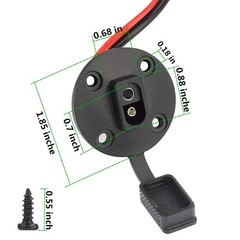 SAE Power Socket Sidewall Port Connector Extension 16AWG Cable, 2 Pin SAE To SAE