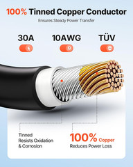 VEVOR Solar Panel Wire, 100 ft Black + 100 ft Red Kit, 10 AWG (6 mm²) Solar