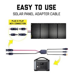 MC4 Solar Panel to Portable Power Station Adapter Cable, 14AWG 10ft | XT60,
