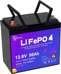 12V 50Ah LiFePO4 Lithium Battery Pack for Deep Cycle RV Solar System 50A BMS
