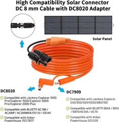 Solar Connector to DC 8mm Adapter Cable 5FT, 12AWG + 14AWG Tinned Copper Wire wi