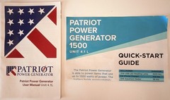 Portable Patriot Power Generator 1500 + 2 Portable Solar Panels 120V-12V-USB Out