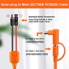15FT Solar Panel Connectors to DC 8mm Adapter Cable, 12AWG+14AWG Solar Cable …