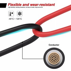 10 AWG Solar Panel Extension Cable PV Wire Solar Connectors Pair Black Red 6mm²