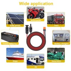 10ft XT60i Female to Solar Connector Solar Panel Extension Charging Cable 12 AWG