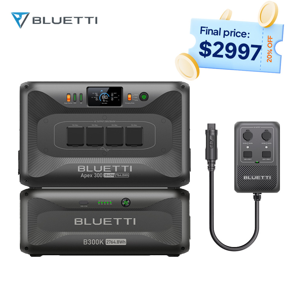 BLUETTI Apex 300+B300K+Hub D1 2764Wh Portable Power Station forEmergency Use