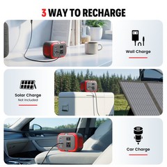 100W Power Station Battery Pack AC+DC+USB+PD65W Portable Charger Solar Generator