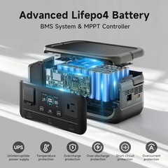 Portable Power Station 300W (600W Peak), 256Wh LiFePO4 Battery, 2 VOLIX P300