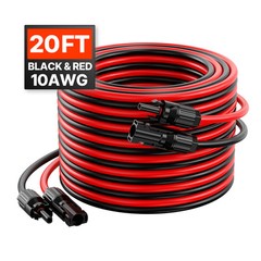 VEVOR 20FT Solar Panel Extension Wire with Female & Male Connectors 10AWG 1 Pair
