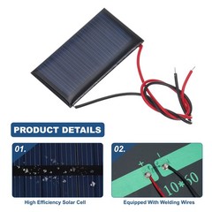 5 Pcs 5V 0.15W 30mA Mini Solar Panels with 2 Cable 44mm x 24mm