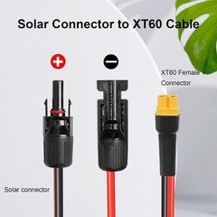 XRDS -RF Solar Connector to XT60 Cable 2FT, 10AWG Female 2 FT