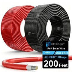 200 FT Solar Wire 10 AWG Solar Panel Extension Cable w/ Flexible Wire Connectors